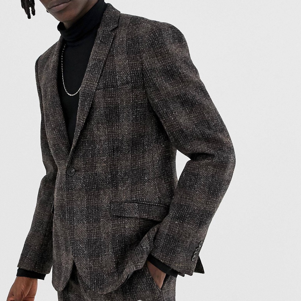 Heart & Dagger Men’s Harris Tweed Single Breasted Suit Jacket Blazer